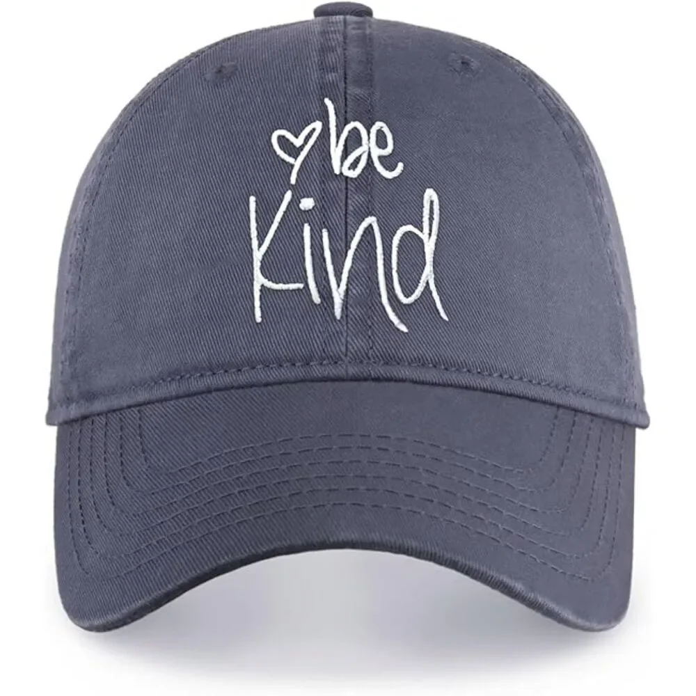Unisex Blueberry 100% Cotton Be Kind Embroidered Adjustable Size Baseball Cap